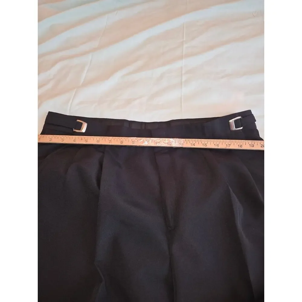 Jean Yves Men's Black Tuxedo Pants 40R Adjustable Metal Buckle Satin Stripe Y2K